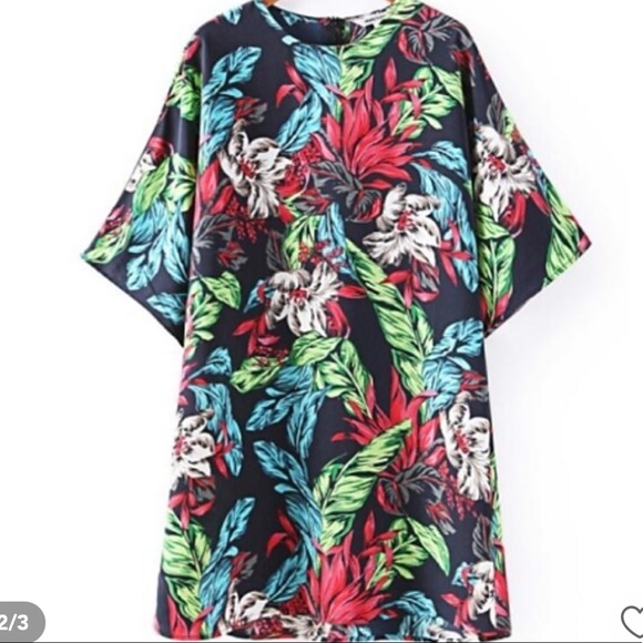 ZARA  BLACK FLORAL TUNIC DRESS  SIZE SMALL - Picture 3 of 11